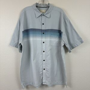 The Territory Ahead Short Sleeve Button Down Collared Shirt Blue Stripe XL